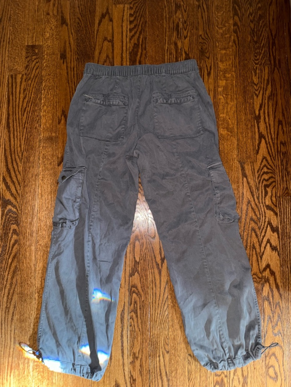 C&C California Women's Charcoal Cargo Pants with Drawstring Cuffs - Picture 2 of 3